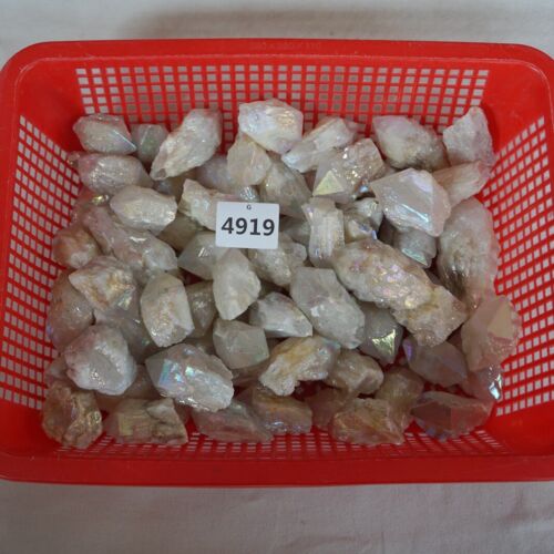 5KG 11LB 60Pcs Rainbow Aqua Aura Quartz Crystal Cluster Points Titanium Coating Bulk