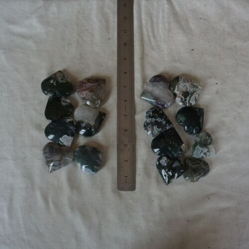 1kg 2.2LB 15Pcs Natural Moss Agate Carnelian Quartz Crystal Heart Palm Stone Healing