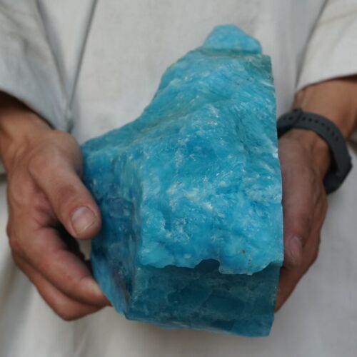 6.1kg 13.5LB 8.5" Rare Blue Lazulite Gem Quartz Crystal Cut from Rough Stones Tibet