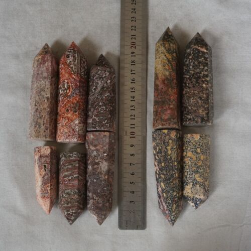 2KG 4.4LB 20Pcs Big Natural Leopard Skin Jasper Crystal Point Tower Healing Africa