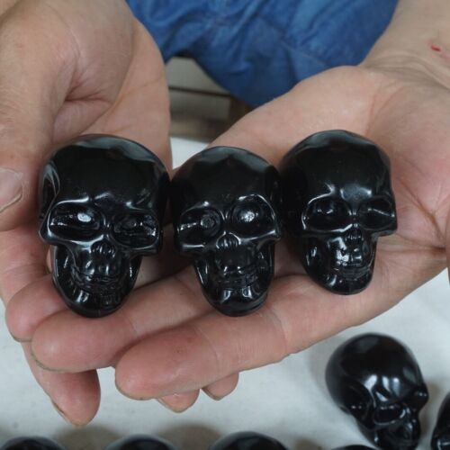 20Pcs 3.2LB Small Natural Obsidian Quartz Crystal Skull Head Carving Healing