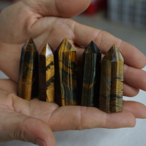 2KG 4.4LB 78Pcs Smaller Natural Blue Yellow Tiger Eye Quartz Crystal Point Tower Healing