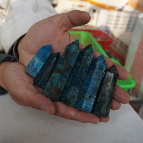 2KG 4.4LB 24-28Pcs Natural Blue Apatite Crystal Point Tower Polished Healing China