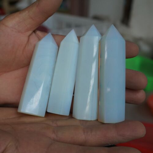 9LB 60Pcs White Manmade Opal Crystal Gem Stone Point Tower Healing Angel Skin