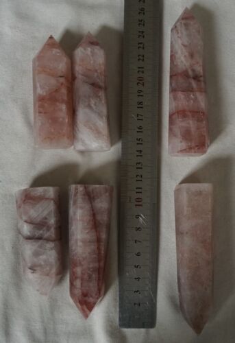 2kg 4.4LB 12Pcs Natural Red Hematoid Quartz Crystal Gem Stone Point Tower Healing