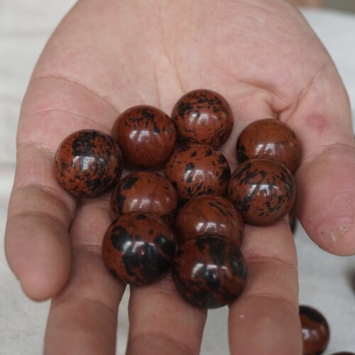 200 Pcs 4.3LB Natural Tiny Mahogany Obsidian Quartz Crystal Sphere Ball Healing 20mm