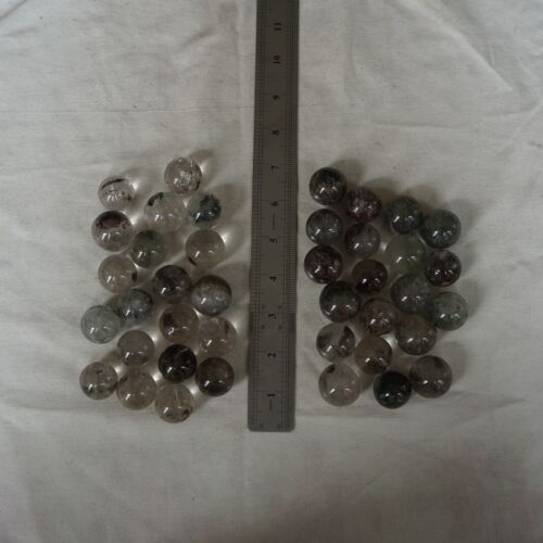 2KG 100Pcs Natural Phantom Ghost Clear Quartz Crystal Sphere Ball Healing 20-28mm 