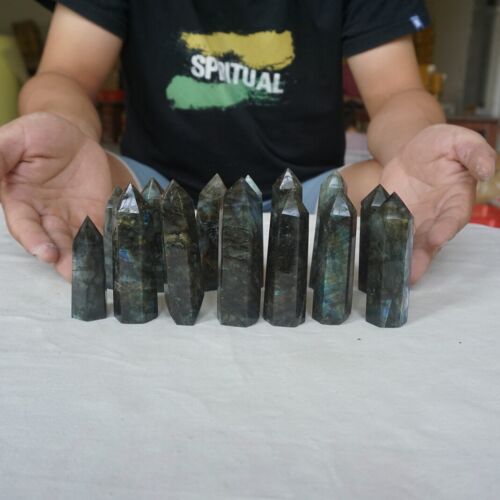 2kg 4.4LB 28Pcs Natural Rainbow Labradorite Crystal Point Tower Polished Healing