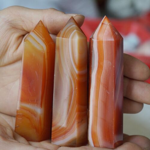 4.4LB 2KG 22Pcs Natural Red Carnelian Agate Crystal Point Tower Polished Healing