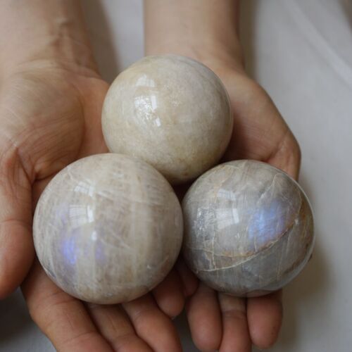 5KG 11LB 18Pcs Natural Blue Rainbow Moonstone Belomorite Crystal Sphere Ball Healing