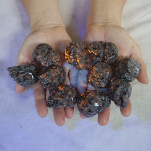 2.4LB 20Pcs Small Yooperlite Fire Stone Crystal Skull Flashing Flame Under UV