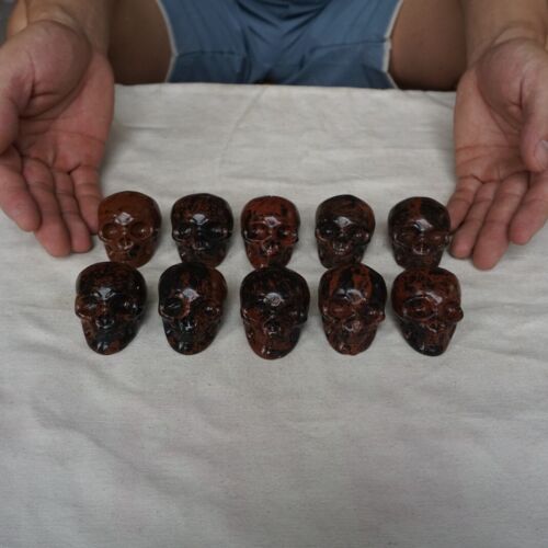 20Pcs 3.4LB Natural Mahogany Obsidian Quartz Crystal Skull Carving Head Healing