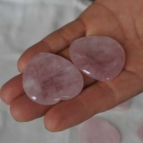 50Pcs 0.7kg Natural Rose Quartz Crystal Love Heart Decompression Stone Worry Stone Healing