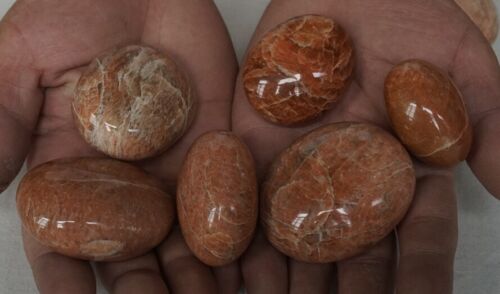 2kg  4.4LB 20Pcs Natural Orange Moonstone Crystal Palm Stones Healing Madagascar Bulk