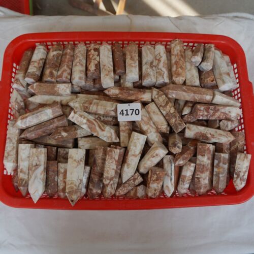 5KG 11LB 60Pcs Natural Shoushan Calcite Crystal Point Tower Obelisk Healing China Wholesale Price