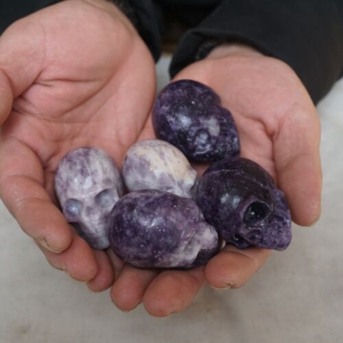 10 Pieces Small Natural Purple Mica Lepidolite Crystal Skull Healing Africa