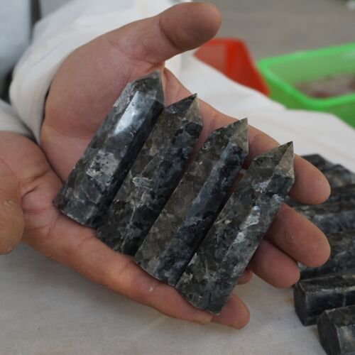 2KG 4.4LB 22Pcs Natural Flashy Larvikite Labradorite Crystal Points Tower Healing