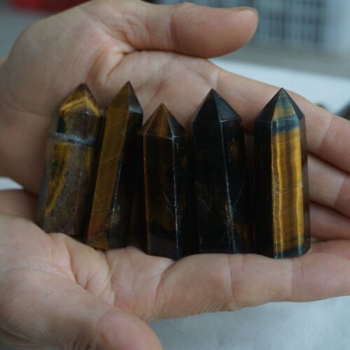 2KG 4.4LB 78Pcs Smaller Natural Blue Yellow Tiger Eye Quartz Crystal Point Tower Healing