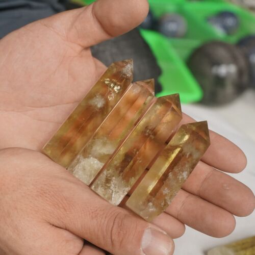 2Kg 40Pcs 4.4LB Natural Rainbow Citrine Quartz Crystal Point Tower Polished Healing