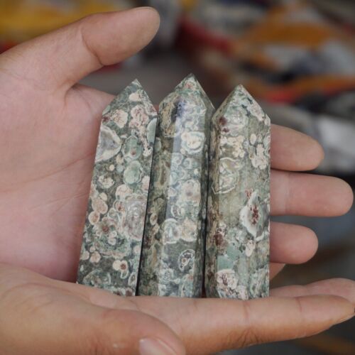 2KG 4.4LB 30Pcs Natural Green Sakura Jasper Crystal Point Tower Healing Russia Bulk