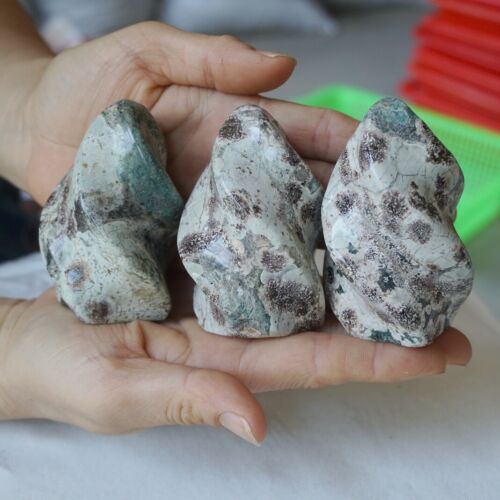 2.2KG 4.9LB 10Pcs Natural Green Sakura Jasper Crystal Flame Point Carved Healing