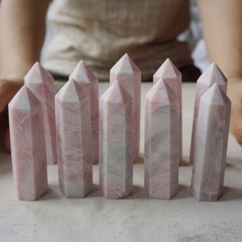 2KG 4.4LB 20Pcs Natural Pink Opal Crystal Gem Stone Point Tower Healing Angel Skin