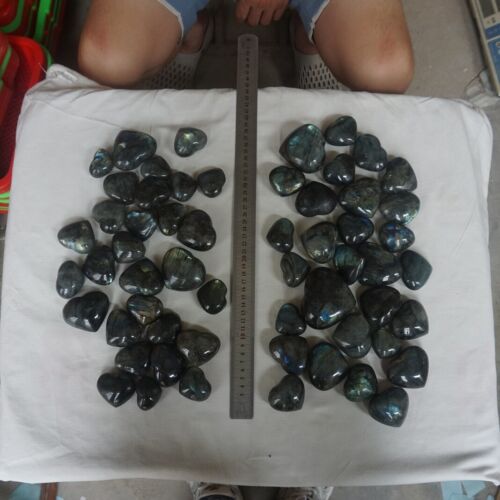 5KG 11LB 58Pcs Natural Rainbow Labradorite Crystal Gem Stone Heart Healing Wholesale