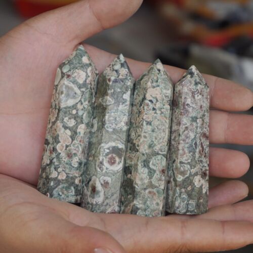 2KG 4.4LB 30Pcs Natural Green Sakura Jasper Crystal Point Tower Healing Russia Bulk