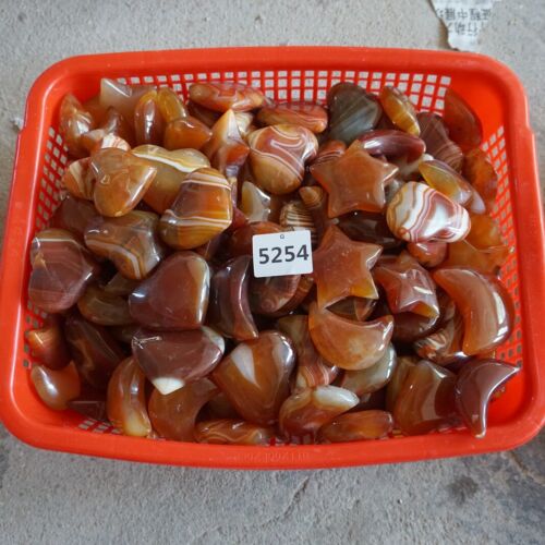 4.4LB 2KG 24Pcs Red Sardonyx Carnelian Agate Crystal Heart Star Moon Heart Healing