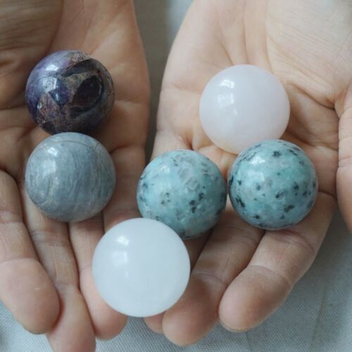 2Kg 4.4LB 54Pcs Natural Quartz Crystal Jasper Sphere Ball Mixed Stone Tumble Healing 3cm