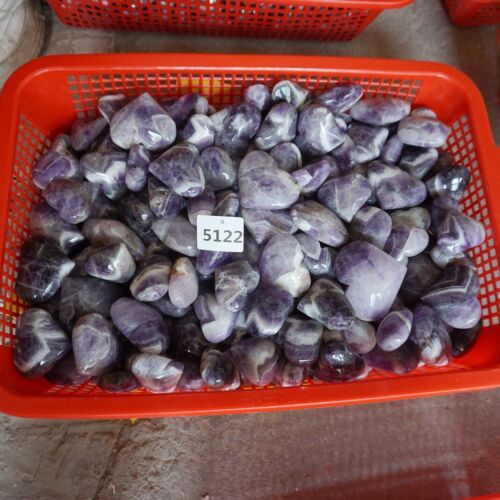 2KG 30Pcs Natural Phantom Chevron Amethyst Quartz Crystal Heart Carved Healing