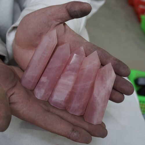 2KG 4.4LB 24Pcs Natural Nice Pink Rose Quartz Crystal Point Tower Polished Healing