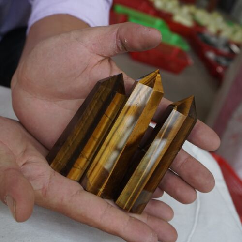 2KG 4.4LB 16Pcs Natural Tiger Eye Quartz Crystal Point Tower Polished Healing