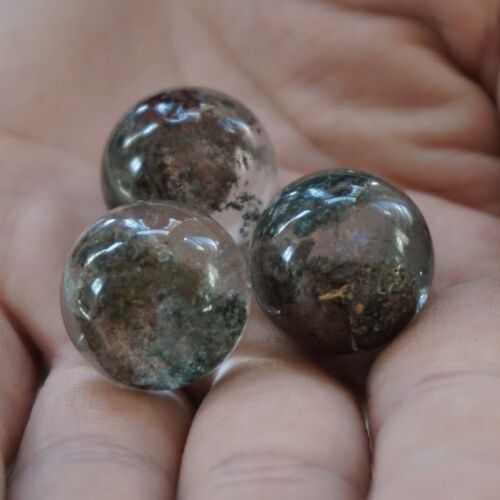 100 Pieces 1.1kg Natural Phantom Ghost Clear Quartz Crystal Sphere Ball Healing 17-22mm