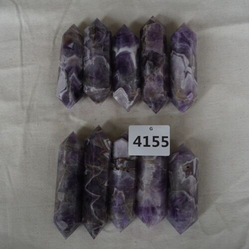 20Pcs 2.16kg Natural Purple Phantom Chevron Amethyst Quartz Crystal Double Points Wand Healing