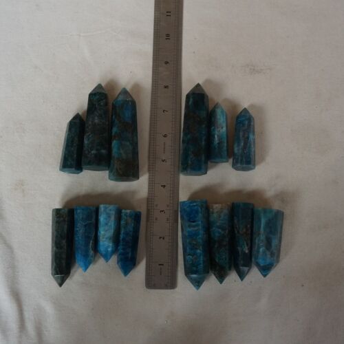 2KG 4.4LB 24-28Pcs Natural Blue Apatite Crystal Point Tower Polished Healing China