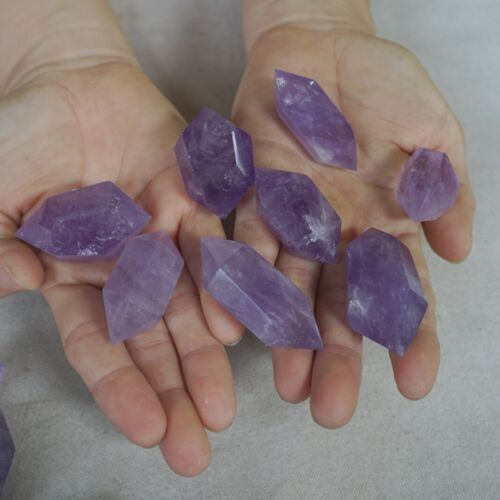 2KG 60Pcs 4.4LB Natural Purple Amethyst Quartz Crystal Double Point Wand Healing