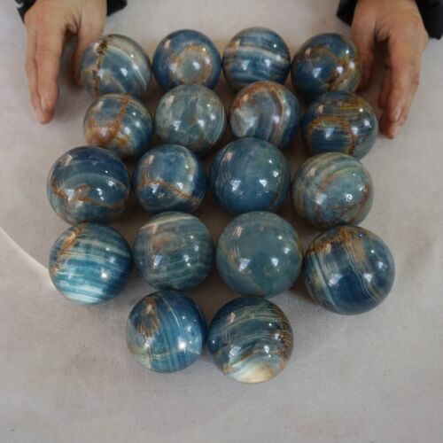 5KG 11LB 18Pcs Natural Blue Onyx Calcite Crystal Sphere Ball Energy Stone Healing Whloesales Lot