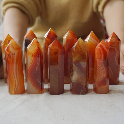 4.4LB 2KG 22Pcs Natural Red Carnelian Agate Crystal Point Tower Polished Healing