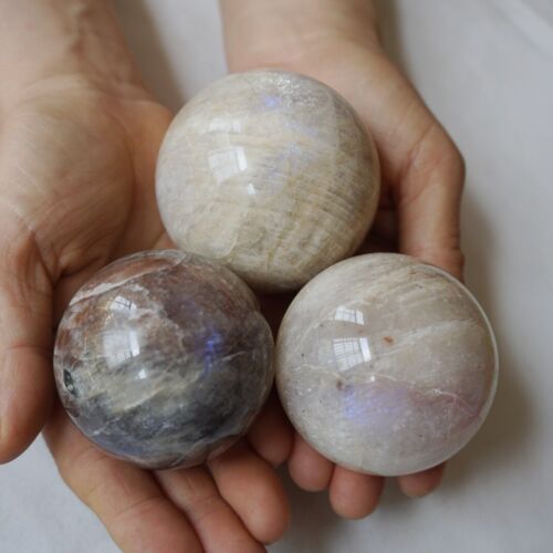 5KG 11LB 18Pcs Natural Blue Rainbow Moonstone Belomorite Crystal Sphere Ball Healing