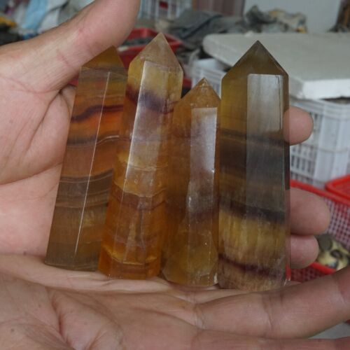 2KG 4.4LB 24Pcs Natural Yellow Fluorite Quartz Crystal Point Tower Healing Wholesale Price