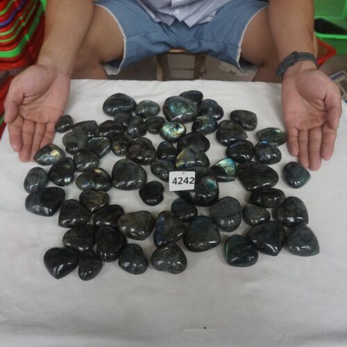 5KG 11LB 58Pcs Natural Rainbow Labradorite Crystal Gem Stone Heart Healing Wholesale