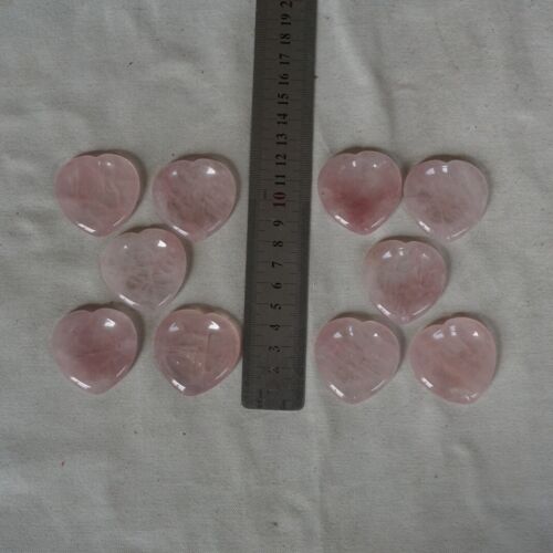 50Pcs 0.7kg Natural Rose Quartz Crystal Love Heart Decompression Stone Worry Stone Healing