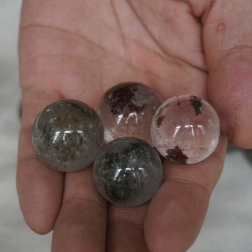 2KG 100Pcs Natural Phantom Ghost Clear Quartz Crystal Sphere Ball Healing 20-28mm 