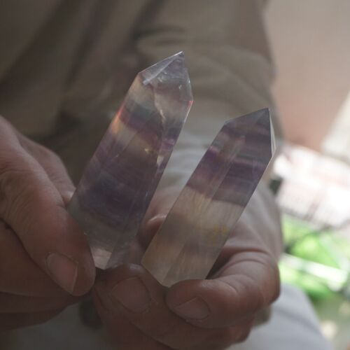 2kg 4.4LB 26Pcs Natural Rainbow Fluorite Quartz Crystal Point Tower Polished Healing