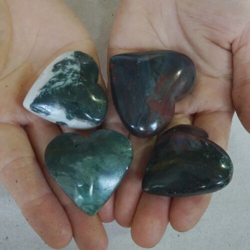 2KG 4.4LB 50Pcs Natural Ocean Jasper Onyx Quartz Crystal Love Heart Healing Bulk