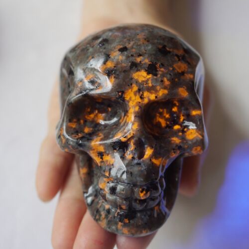 5.3KG 11.7LB 10 Yooperlite Fire Stone Crystal Skull Flashing Flame Under Ultraviolet