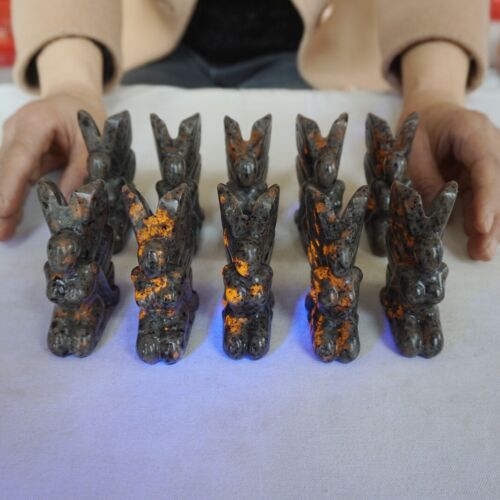 3.2LB 10Pcs Yooperlite Fire Stone Crystal Butterfly Flashing Flame Under UV