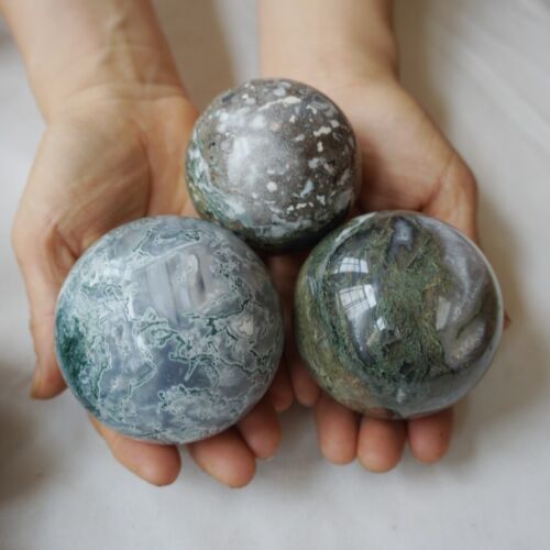 5KG 11LB 14Pcs Natural Moss Agate Carnelian Quartz Crystal Geode Sphere Ball Healing