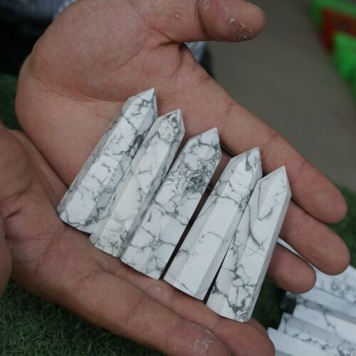 2kg 40Pcs 4.4LB Natural White Howlite Crystal Point Tower Obelisk Polished Healing